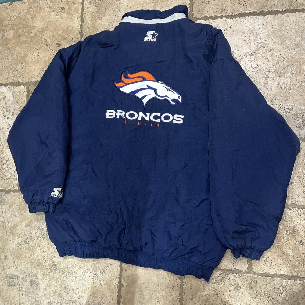 Denver Broncos Starter NFL Vintage Winter Sports Puffer Jacket Sweater Coat XL